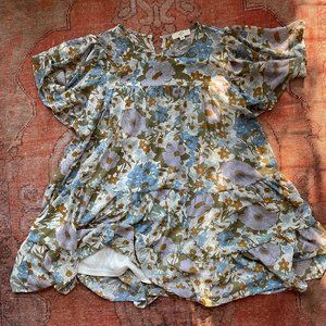 Entro Daisy Print Chiffon Baby Doll Dress, Size L